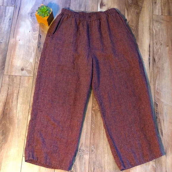 Flax Pants - FLAX Linen Pull-On PANTS Side Pockets